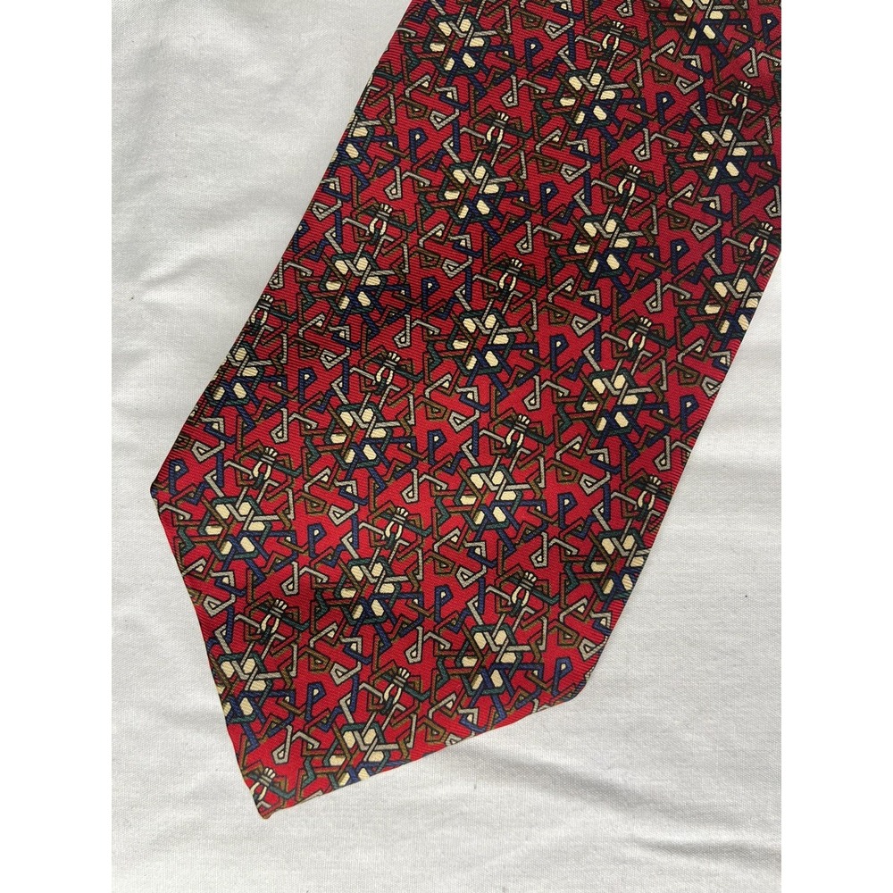 Vintage Christian Dior Monsieur Tie Red Pattern All Silk USA Made